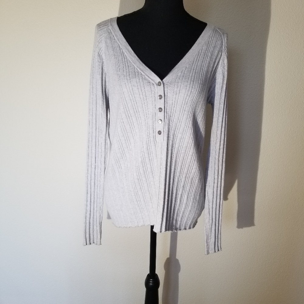 Kinross Cashmere cotton cashmere blend ribbed sweater Gray L